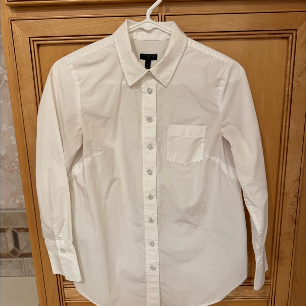 Talbots Women's White Button-Up Blouse